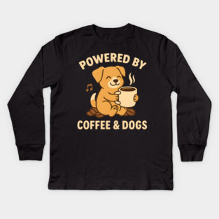 Powered by Coffee & Dogs – Cute Dog Lover Gift Kids Long Sleeve T-Shirt