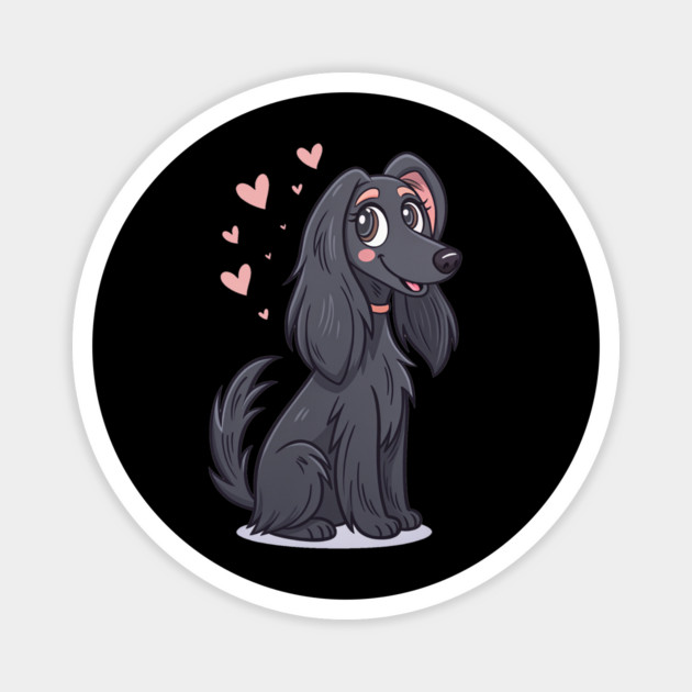 Cute Black Afghan Hound with Silky Long Hair Magnet by IamActiveDog