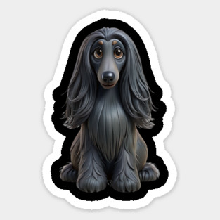 Elegant and Cute Black Afghan Hound Design Magnet