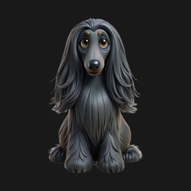 Elegant and Cute Black Afghan Hound Design by IamActiveDog