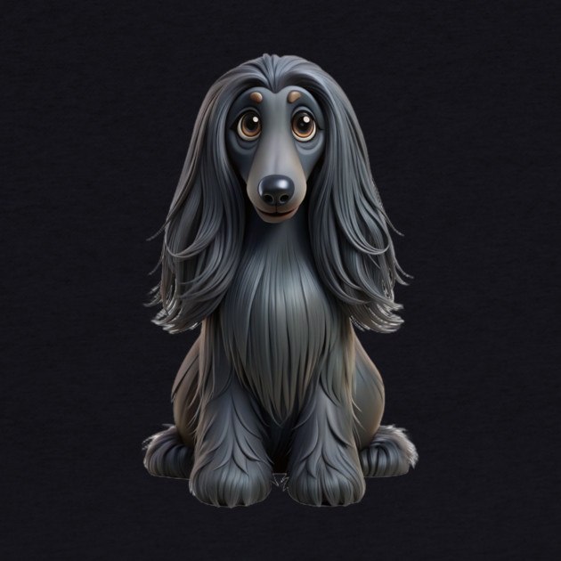 Elegant and Cute Black Afghan Hound Design by IamActiveDog