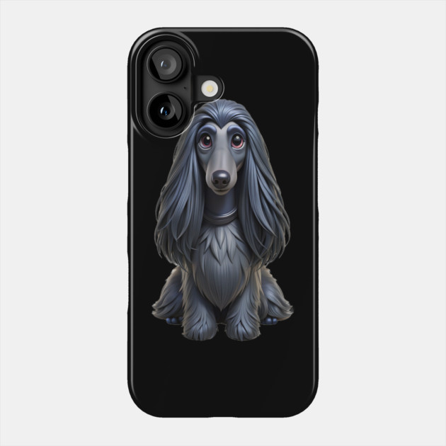 Cute Black Afghan Hound with Fluffy Ears Phone Case by IamActiveDog