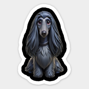 Cute Black Afghan Hound with Fluffy Ears Magnet