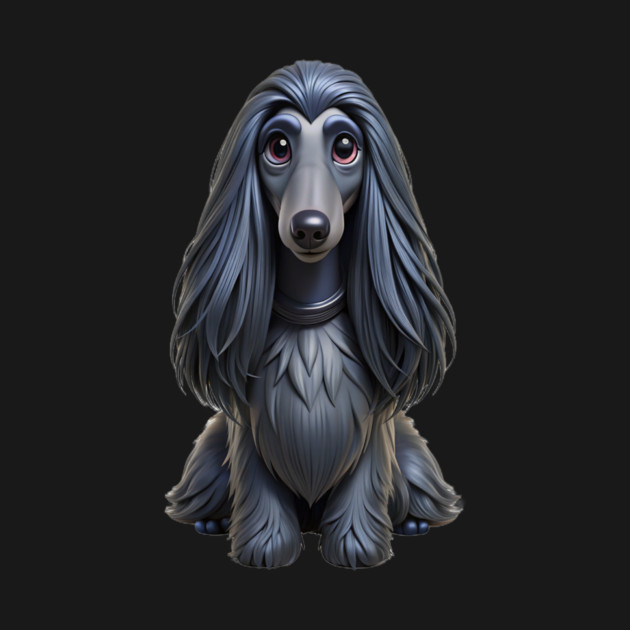 Cute Black Afghan Hound with Fluffy Ears by IamActiveDog