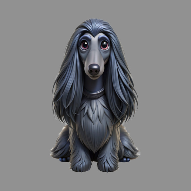 Cute Black Afghan Hound with Fluffy Ears by IamActiveDog