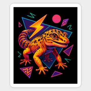 Retro Neon Enigma Leopard Gecko Sticker