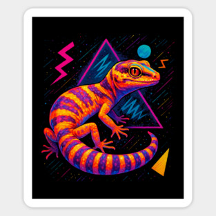 Retro Neon Texas Banded Gecko Sticker