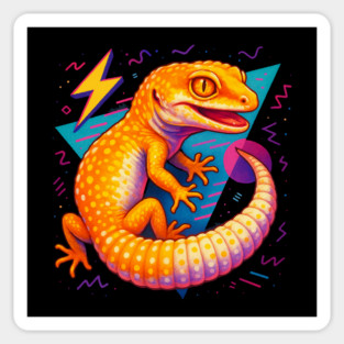 Retro Neon Blazing Blizzard Leopard Gecko Magnet