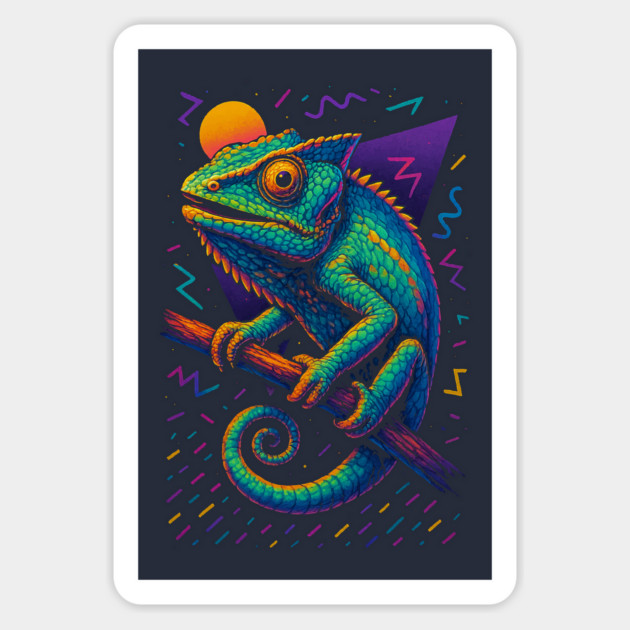 Retro Neon Cuban False Chameleon Magnet by Reptiq's Store