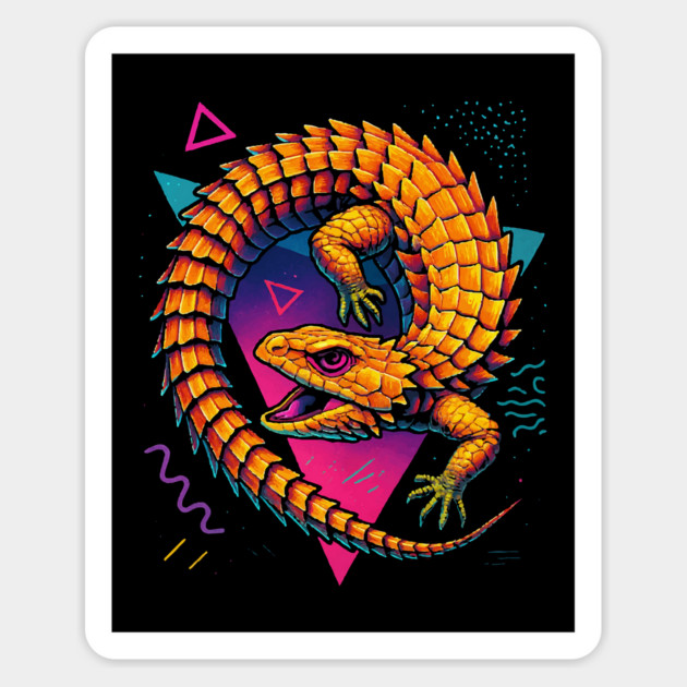 Retro Neon Armadillo Lizard Magnet by Reptiq's Store