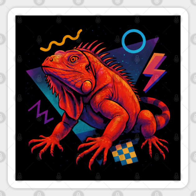 Retro Neon Red Iguana Sticker by Reptiq's Store
