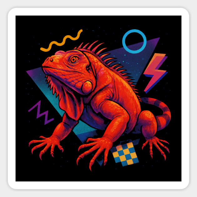 Retro Neon Red Iguana Magnet by Reptiq's Store