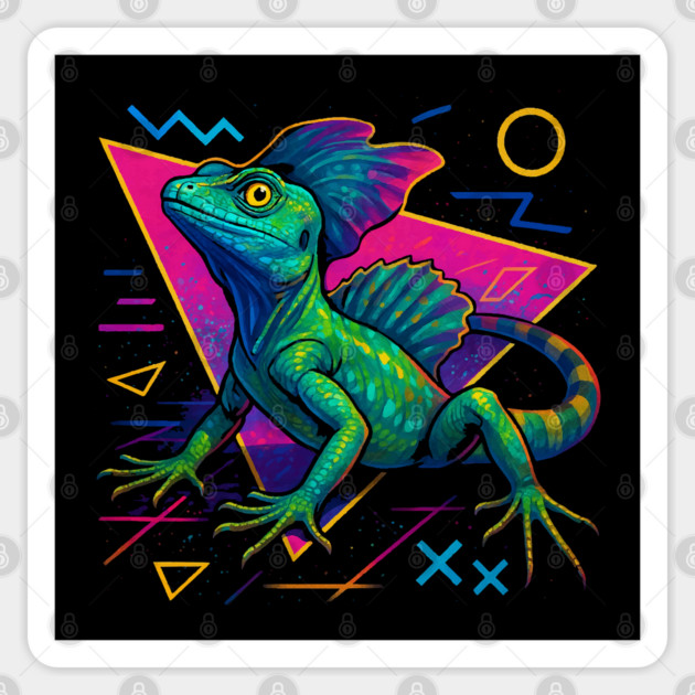 Retro Neon Brown Basilisk Sticker by Reptiq's Store