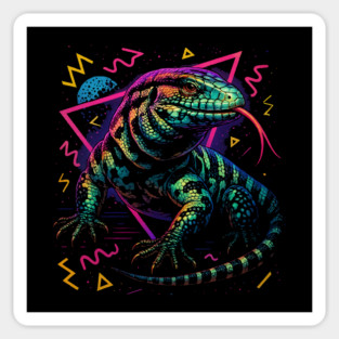 Retro Neon Argentine Black and White Tegu Sticker