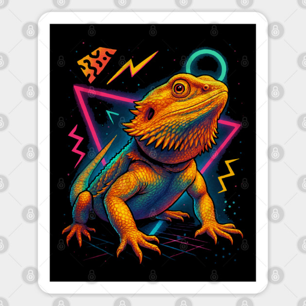 Retro Neon Bearded Dragon Sticker by Reptiq's Store