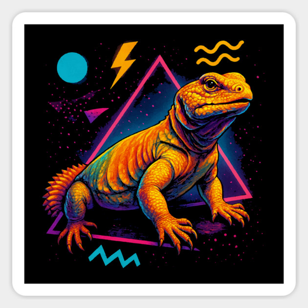 Retro Neon Egyptian Uromastyx Magnet by Reptiq's Store