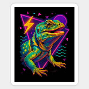 Retro Neon Eastern Collared Lizard Sticker