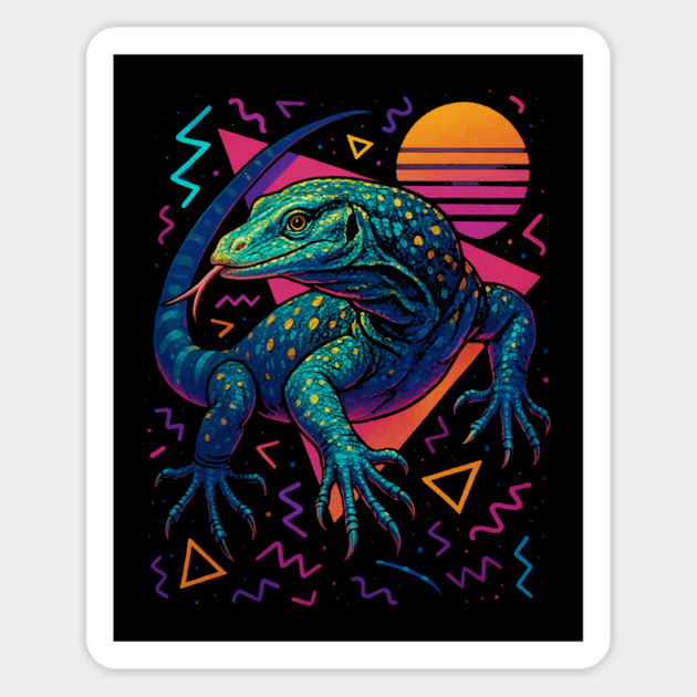 Retro Neon Blue Tree Monitor Magnet by Reptiq's Store