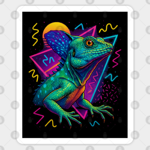 Retro Neon Green Basilisk Sticker by Reptiq's Store