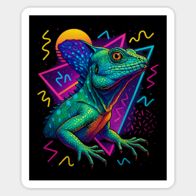 Retro Neon Green Basilisk Magnet by Reptiq's Store
