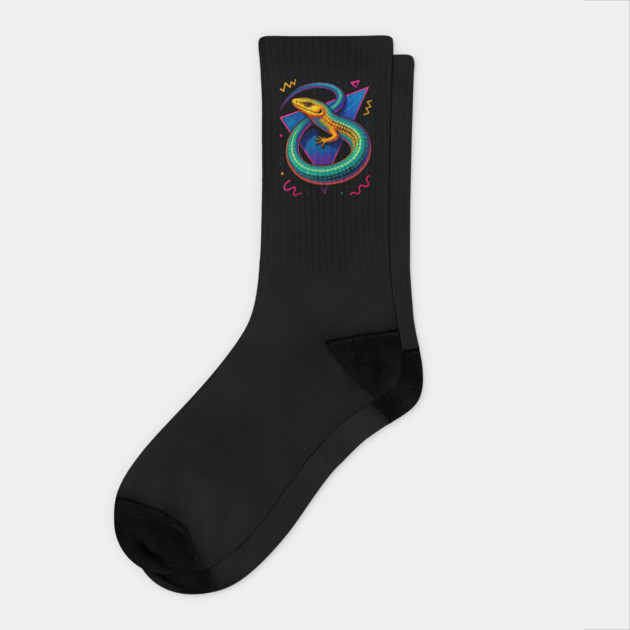 Retro Neon Glass Lizard Socks by Reptiq's Store