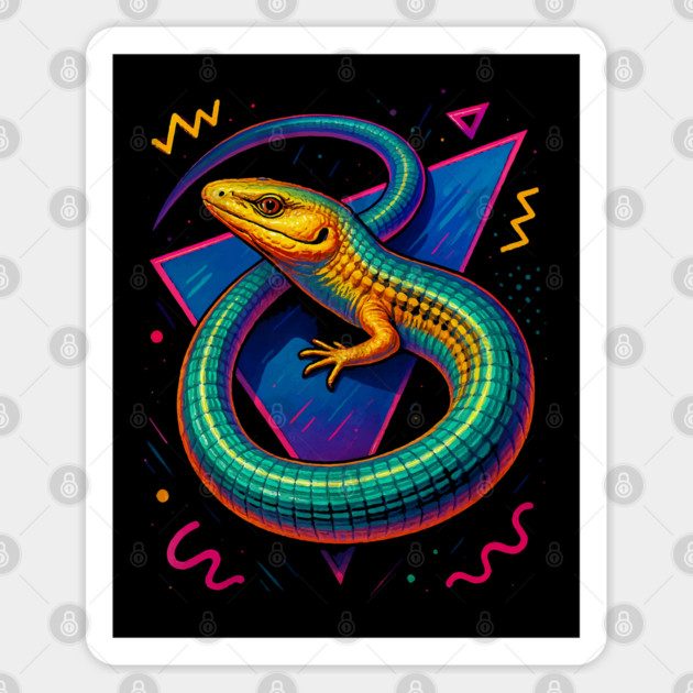 Retro Neon Glass Lizard Sticker by Reptiq's Store