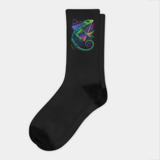 Retro Neon Green Tree Monitor Socks