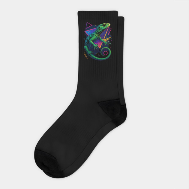 Retro Neon Green Tree Monitor Socks by Reptiq's Store