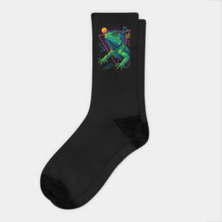 Retro Neon Water Dragon Socks