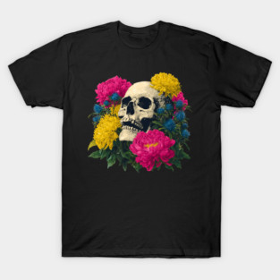 Floral Skull Illustration T-Shirt
