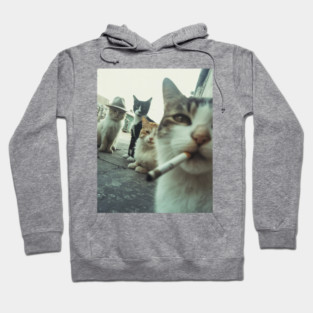 Cat Smoking Funny Gangster Cats Hoodie