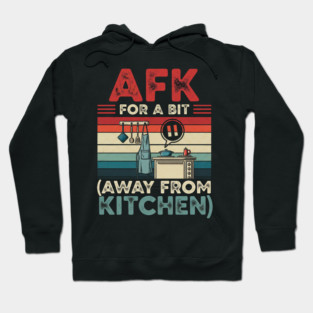 AUG-183 AFK Away From Kitchen | Retro Vintage Gamer Cook Humor Gift Hoodie
