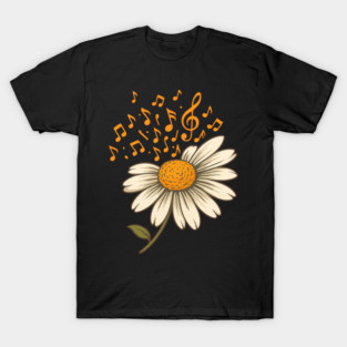 Daisy Flower Music Notes Treble Clef Music Teacher Design T-Shirt