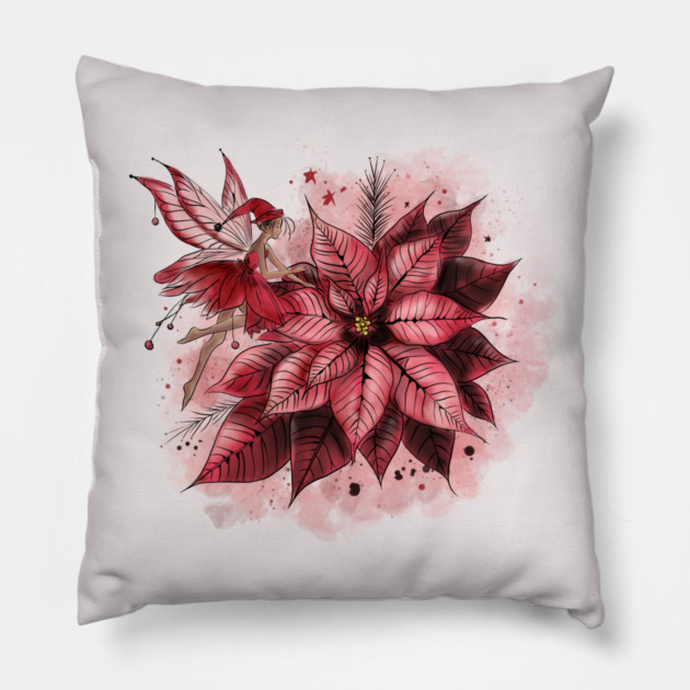 Poinsettia Fairy Pillow by H. R. Sinclair