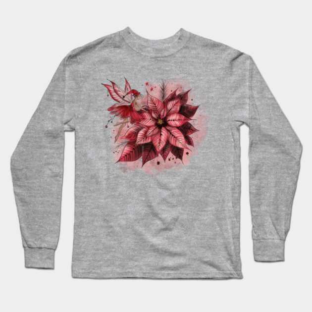 Poinsettia Fairy Long Sleeve T-Shirt by H. R. Sinclair