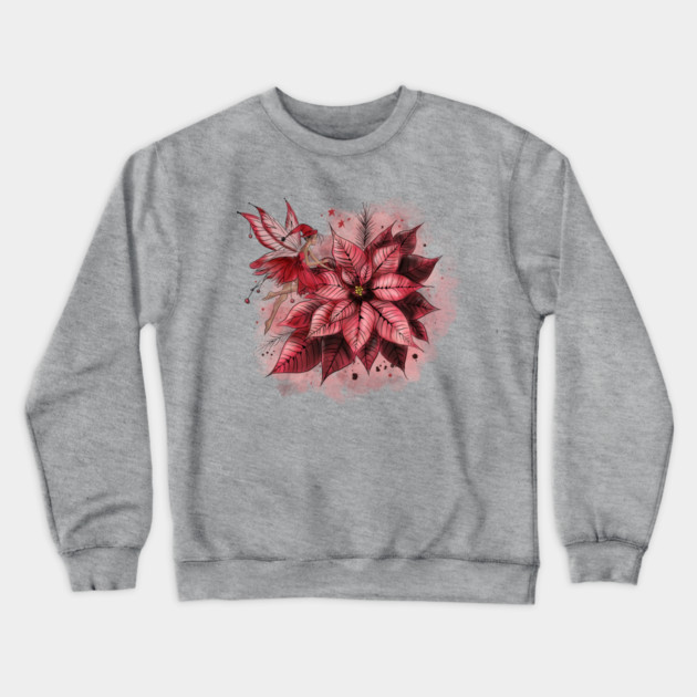Poinsettia Fairy Crewneck Sweatshirt by H. R. Sinclair