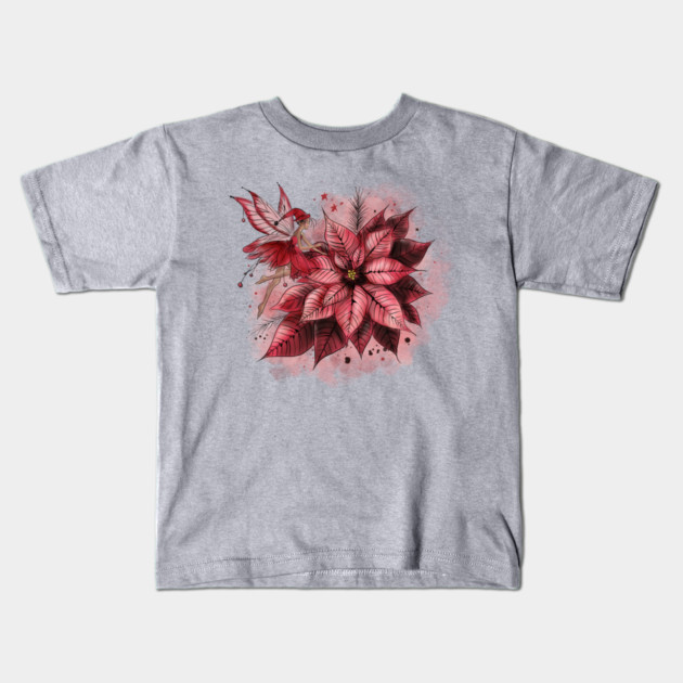 Poinsettia Fairy Kids T-Shirt by H. R. Sinclair