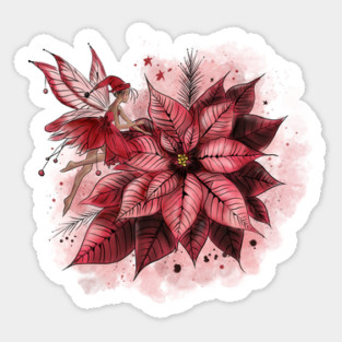Poinsettia Fairy Sticker