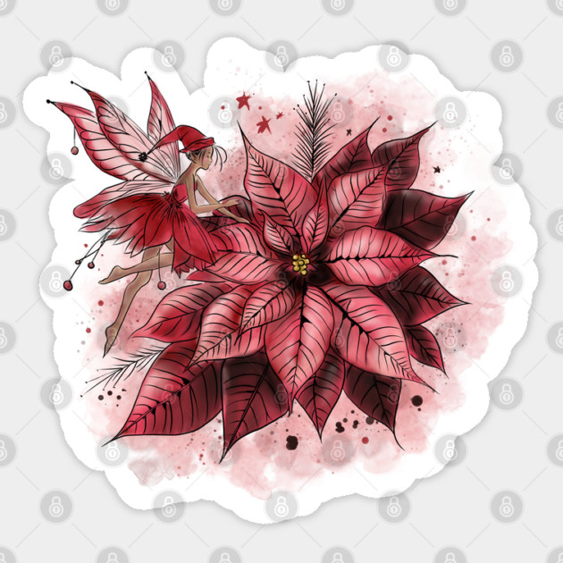 Poinsettia Fairy Sticker by H. R. Sinclair