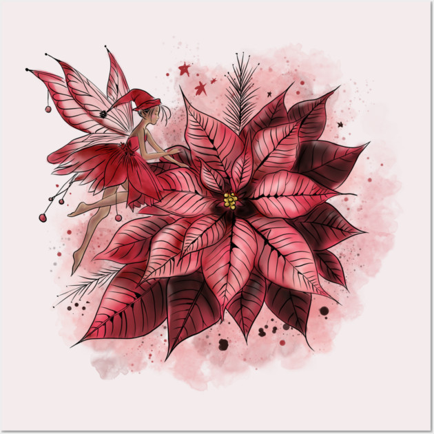 Poinsettia Fairy Wall Art by H. R. Sinclair