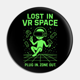 Lost in VR Space Neon Alien Gamer T-Shirt – Psychedelic VR Headset Comic Style Pin