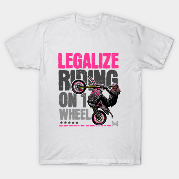 Girl Motorcycle Stunt Art | Wheelie Sportbike Illustration T-Shirt by monsalveautos