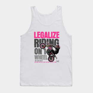 Girl Motorcycle Stunt Art | Wheelie Sportbike Illustration Tank Top