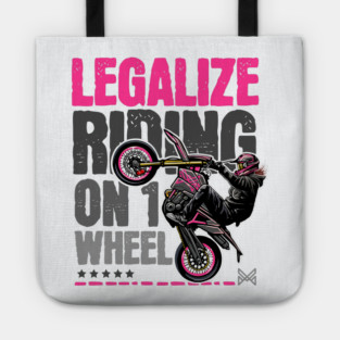 Girl Motorcycle Stunt Art | Wheelie Sportbike Illustration Tote
