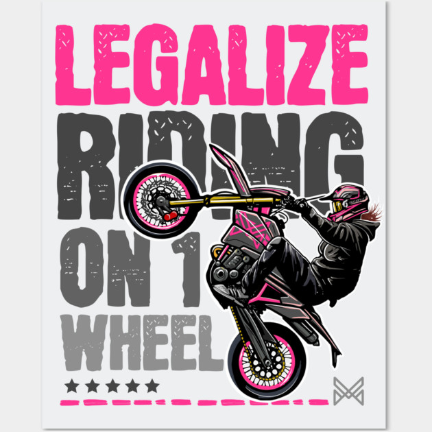 Girl Motorcycle Stunt Art | Wheelie Sportbike Illustration Wall Art by monsalveautos