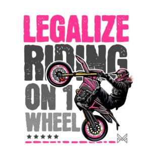 Girl Motorcycle Stunt Art | Wheelie Sportbike Illustration T-Shirt