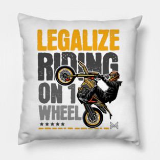 Motorcycle Stunt Art | Extreme Rider Design Pillow