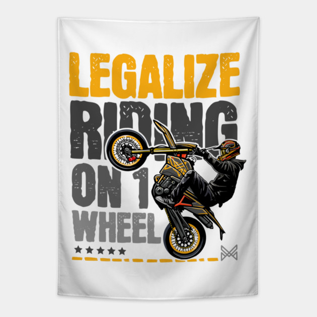 Motorcycle Stunt Art | Extreme Rider Design Tapestry by monsalveautos