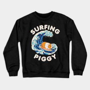Guinea Pig Surfing Piggy Graphic Guinea Pig Owner Cavy Animal Lover Crewneck Sweatshirt