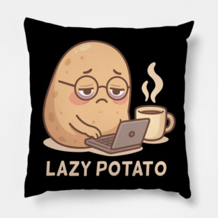 Bug-Filled Brain – Cute Potato programmer Struggles Pillow